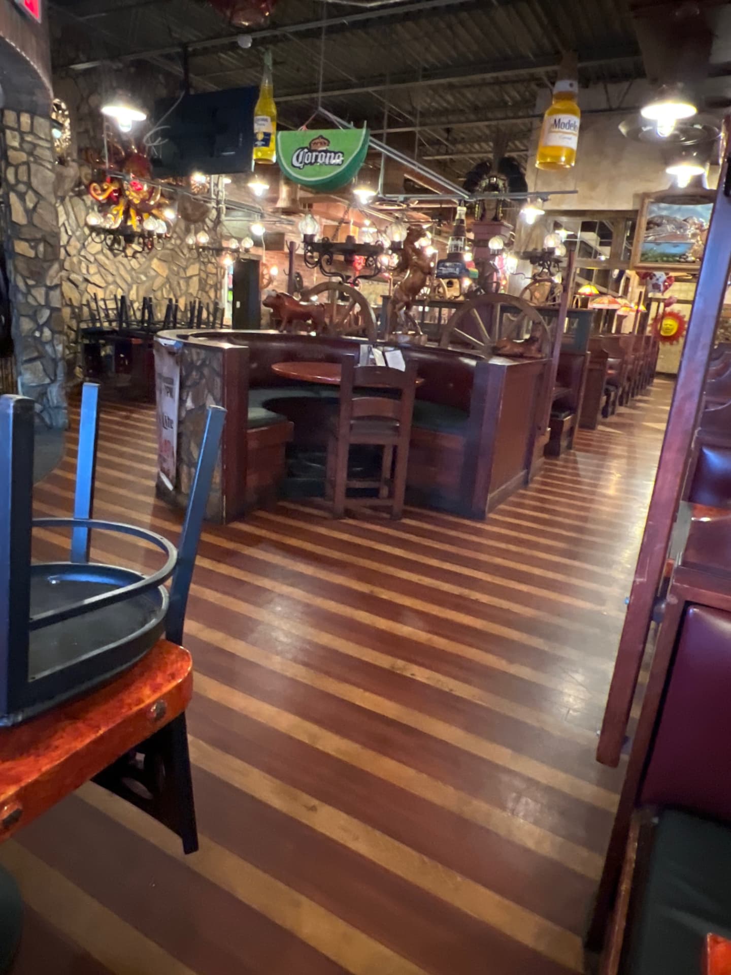 Contemporary commercial interior with plank flooring