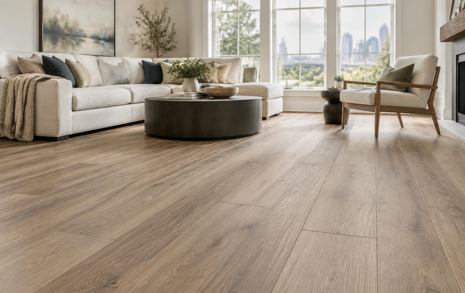 Modern interior with professionally finished plank flooring